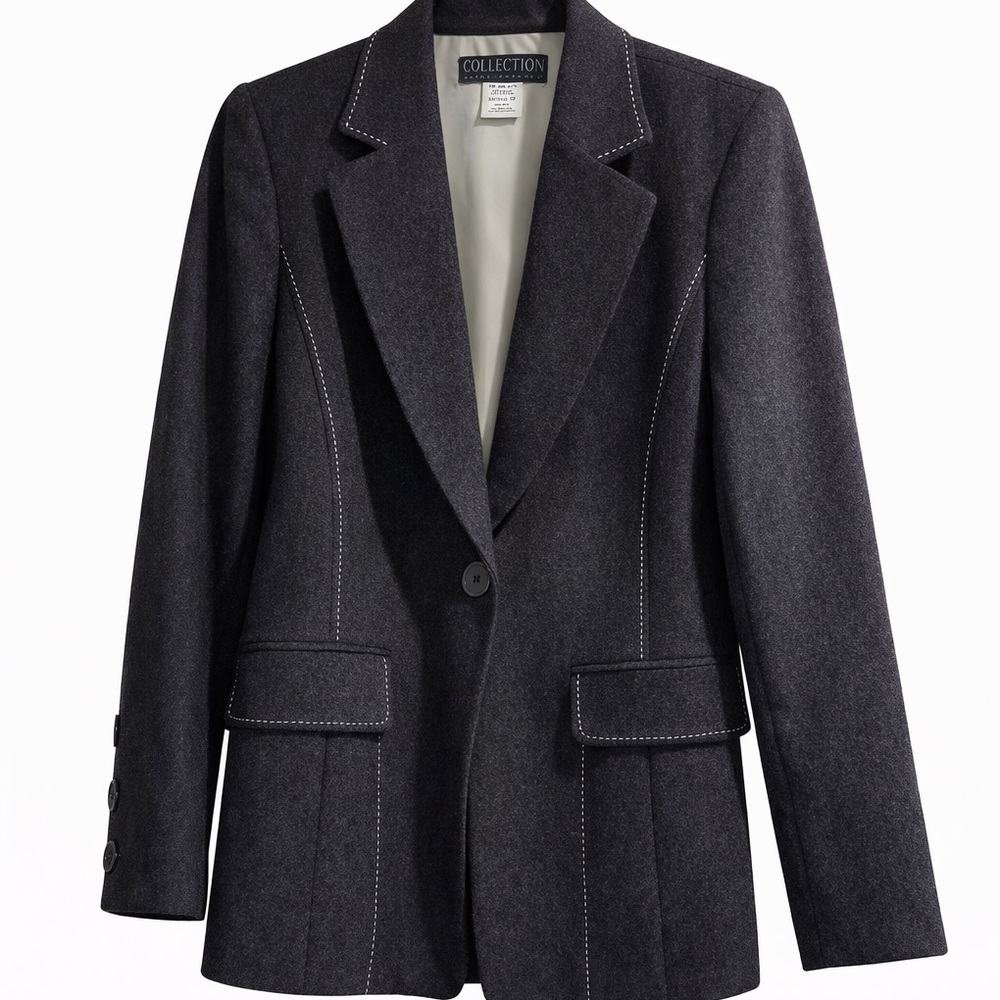 Harve Benard Wool Blend Blazer Black Tailored Career Jacket Size 10